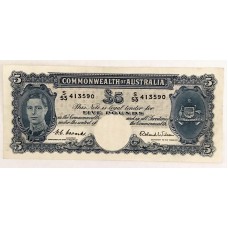 AUSTRALIA 1952 . FIVE 5 POUNDS BANKNOTE . COOMBS/WILSON